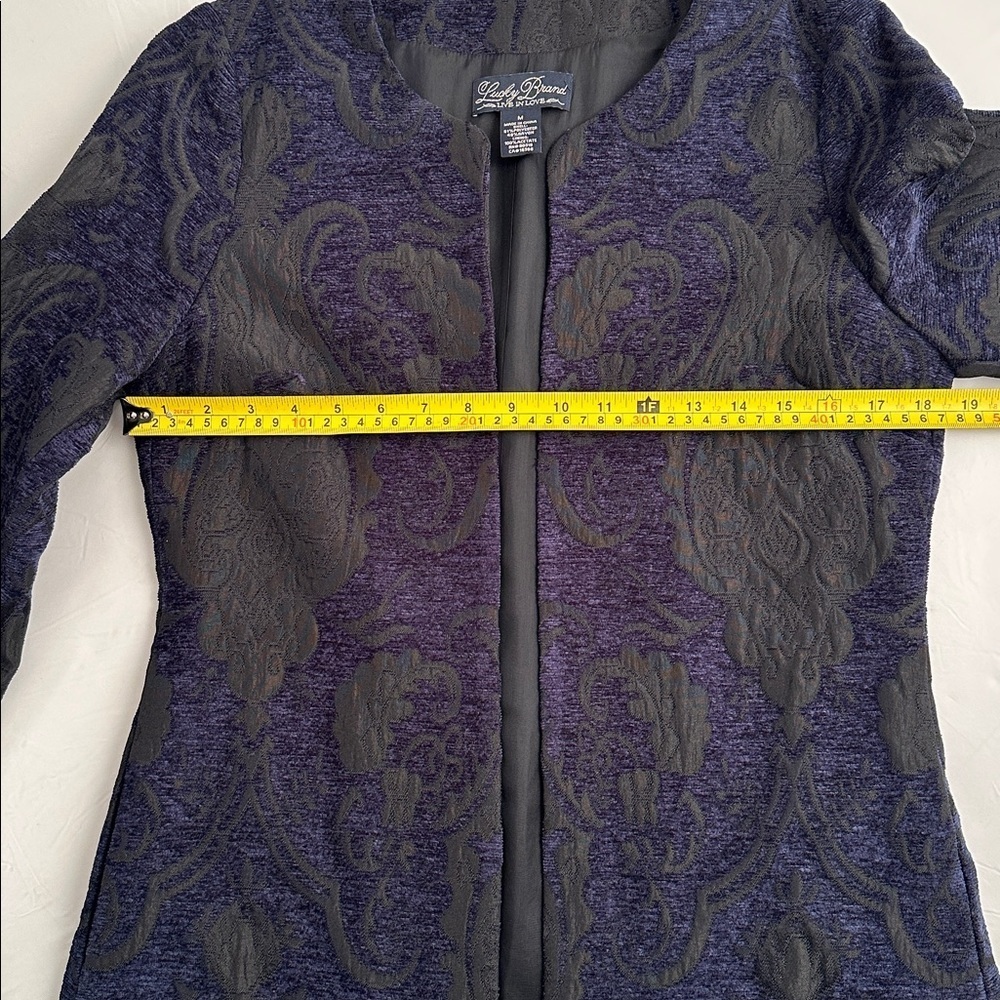 Lucky Brand black and blue brocade open blazer - Picture 11 of 13